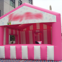 Pink and white inflatable tentGN089