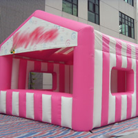 Pink and white inflatable tentGN089