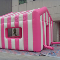 Pink and white inflatable tentGN089