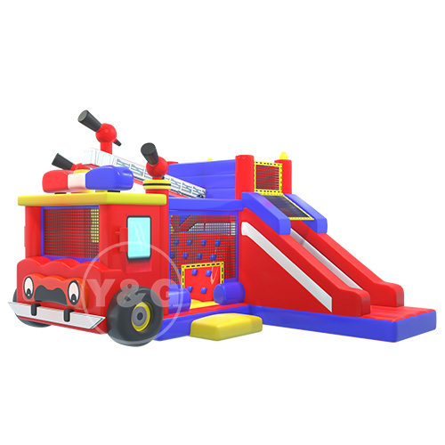 Fire truck bounce house slide comboxiao fang che -04
