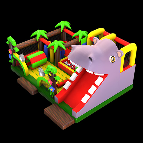 Funny Hippo jumping castle with slide03