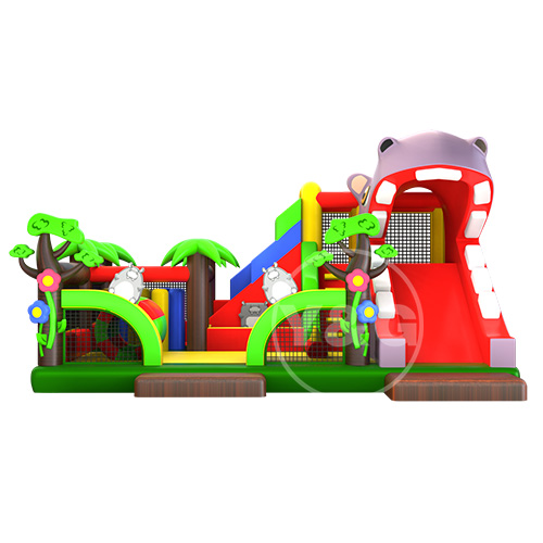 Funny Hippo jumping castle with slide03