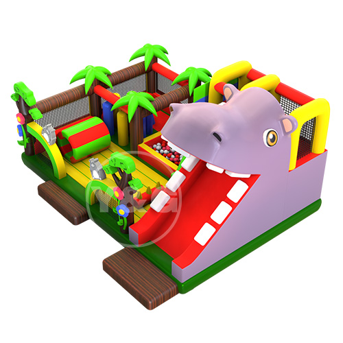 Funny Hippo jumping castle with slide03