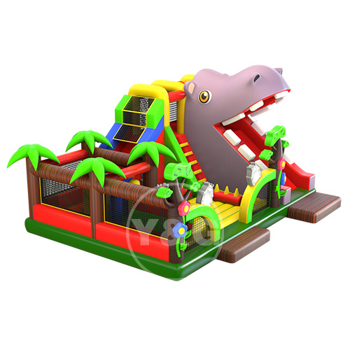 Funny Hippo jumping castle with slide03