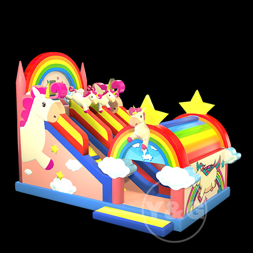 Pink unicorn inflatable slide02