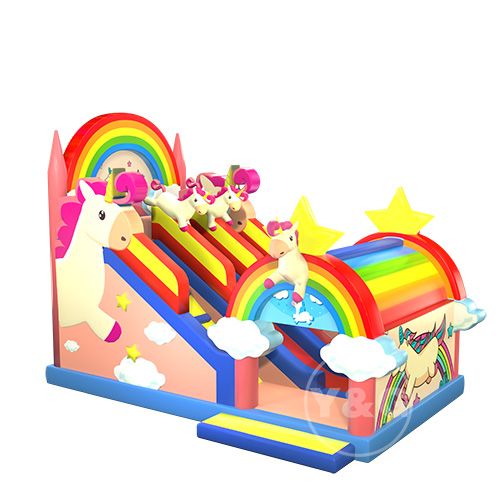 Pink unicorn inflatable slide02