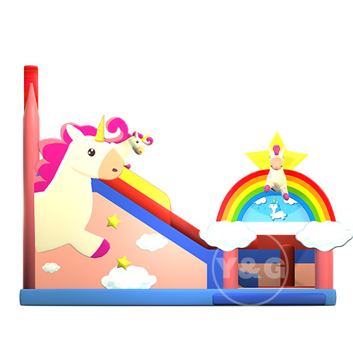 Pink unicorn inflatable slide02