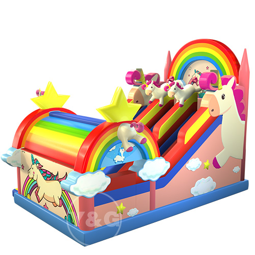 Pink unicorn inflatable slide02