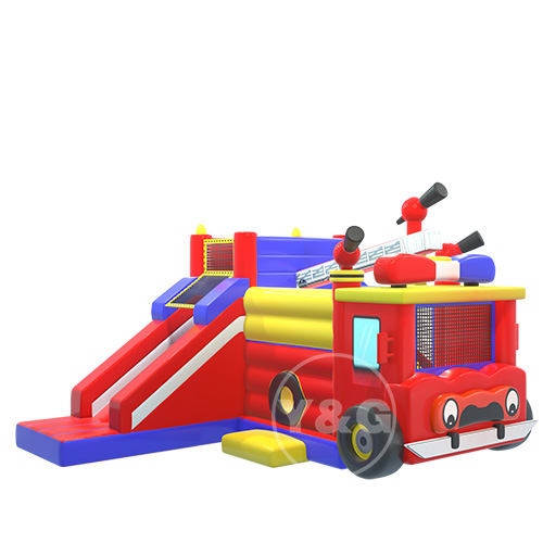 Fire Truck Bounce House Slide Combo01