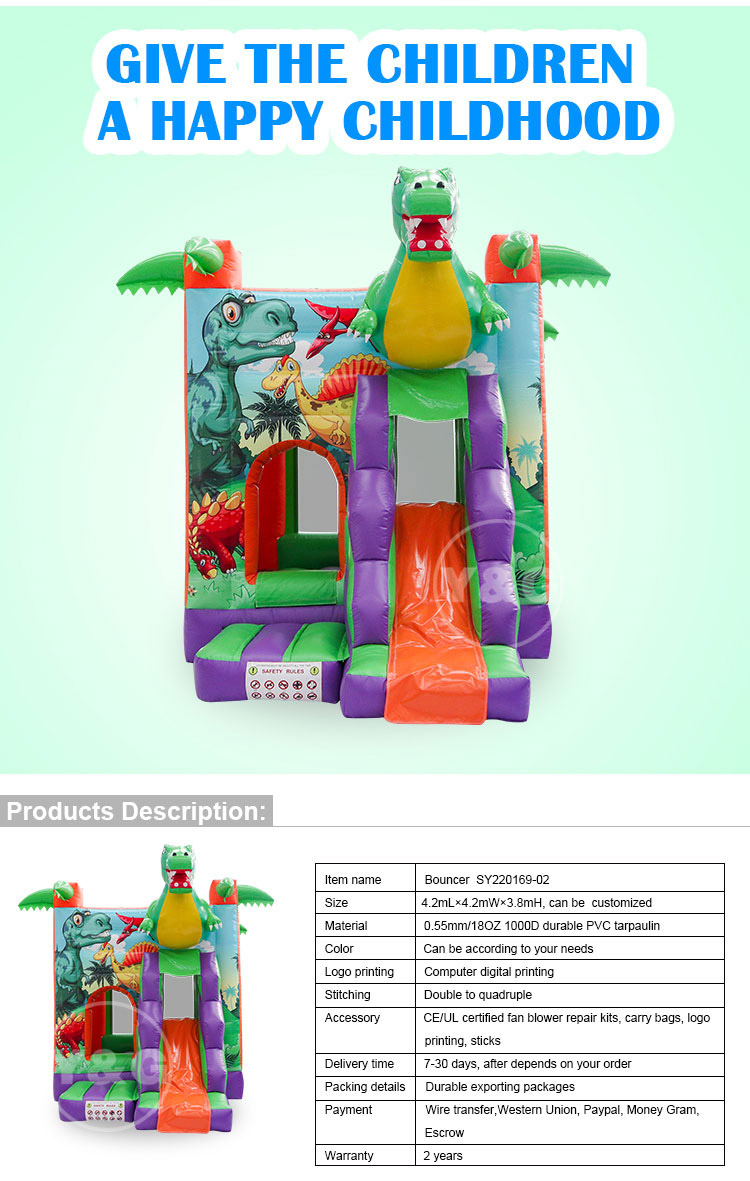 YYG-153Cute Dinosaur Inflatable Bounce House Cute Dinosaur Inflatable Bounce HouseYYG-153